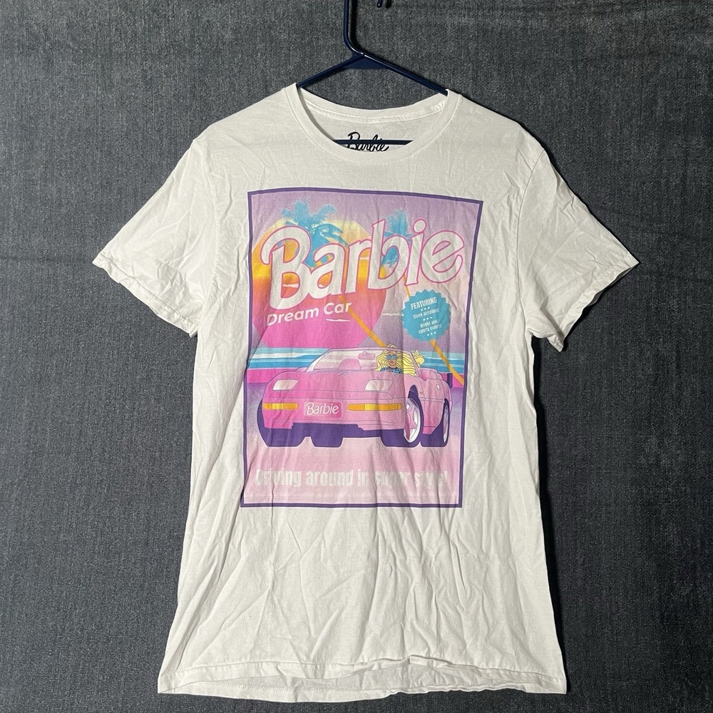 Barbie Dream Car Graphic T Shirt Womens Medium White Retro 2023